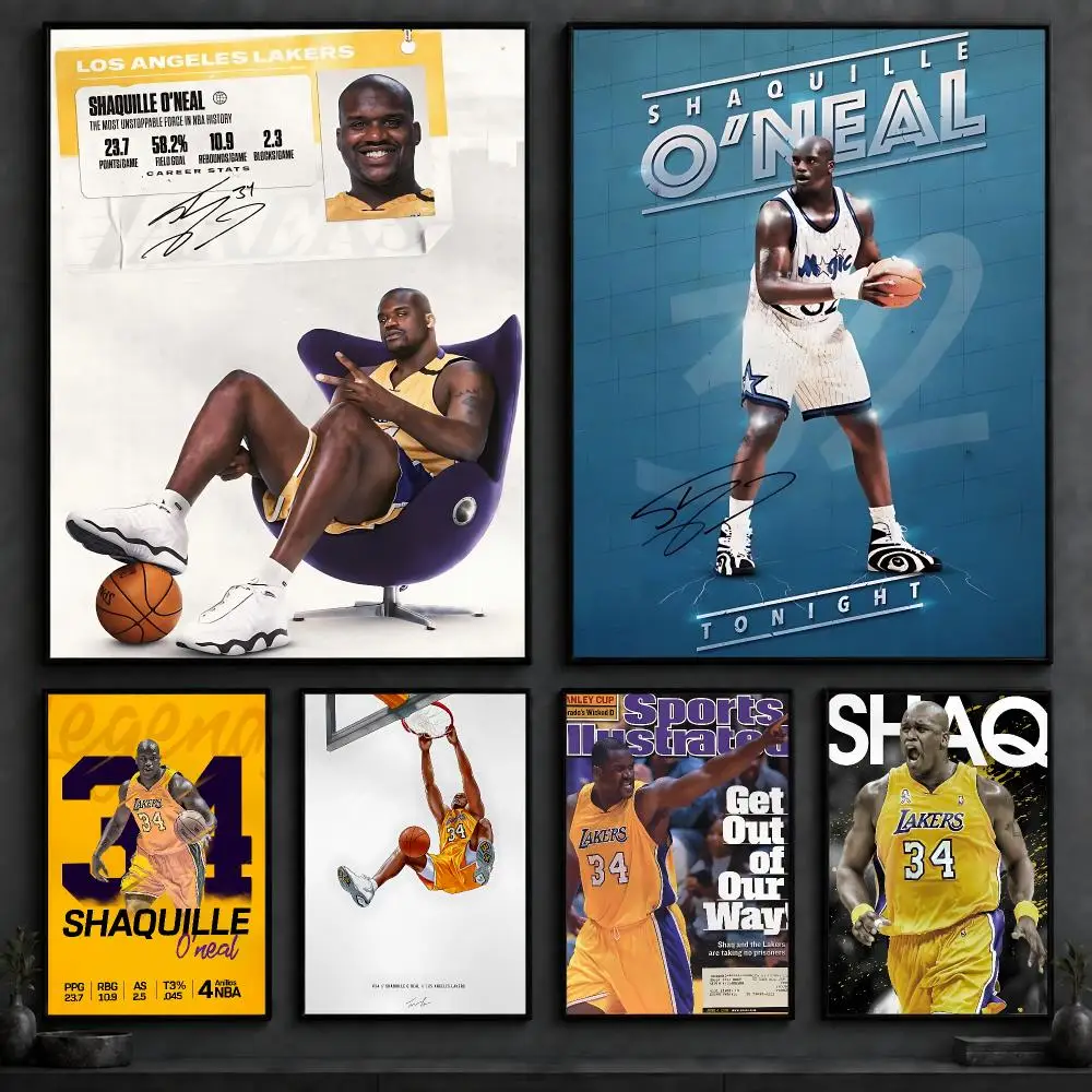 Legendary Athlete Shaquille O'Neal Poster Art  Self-Adhesive No Glue Residue Wall Decor for Bedroom Living Room