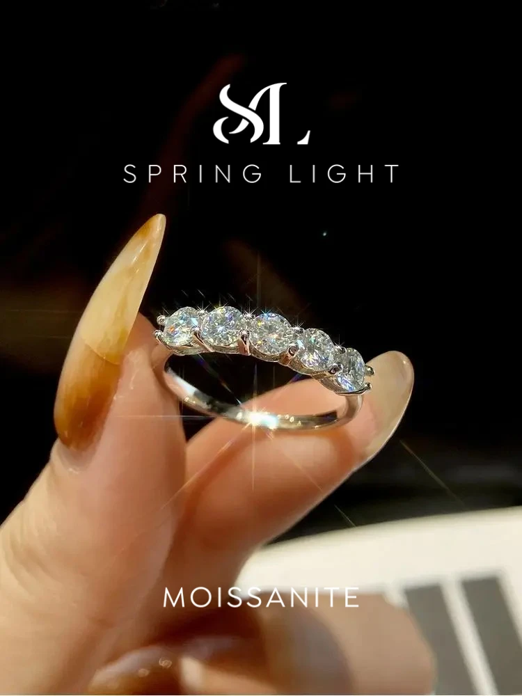 Image of Echter 1,5CT Eternity Band Moissanit-Ring für Damen Geschenk 925 Sterling Silber Brillanter Diamant Hochzeit Luxus Feiner Schmuck