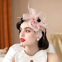 Elegant Hats Accessories Fascinators Headband for Women Tea Party Hair Clip Derby Wedding Flower Mesh Veil Fascinator Headwear