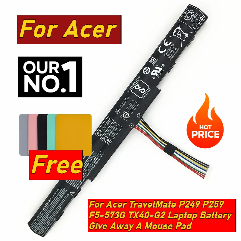 

Для Acer TravelMate P249 P259 F5-573G TX40-G2 аккумулятор для ноутбука подает коврик для мыши