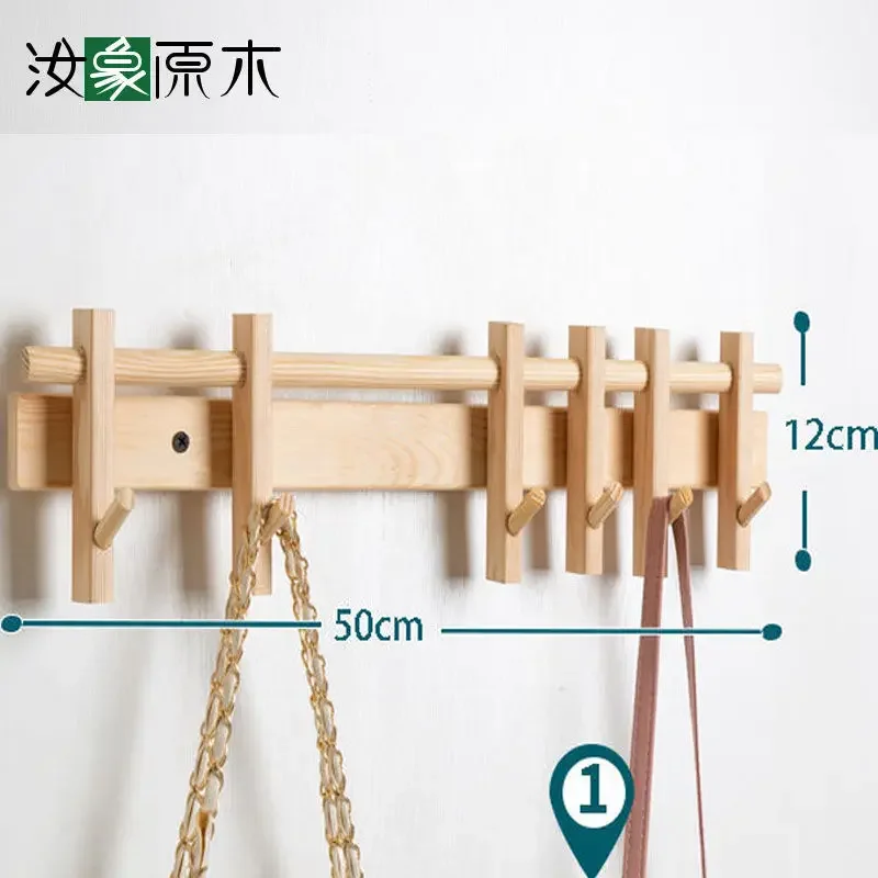Walnut Stump Hook Coat Rack Wall Multi Hook Solid Wood Wall Mounted Coat Rack No Punch Log Coat Rack Hangers