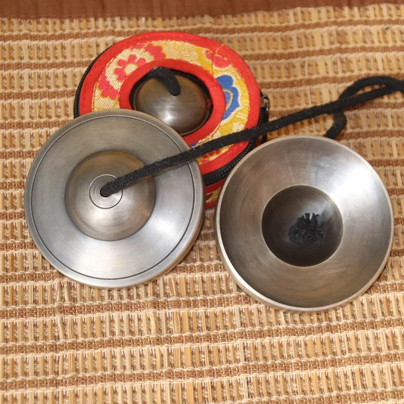 Nepal Tinkle Bell Handmade Bass Cymbals Tingsha Bells with Bag Meditation Tools Buddhist Supplies Tantric Orff Instruments Gifts