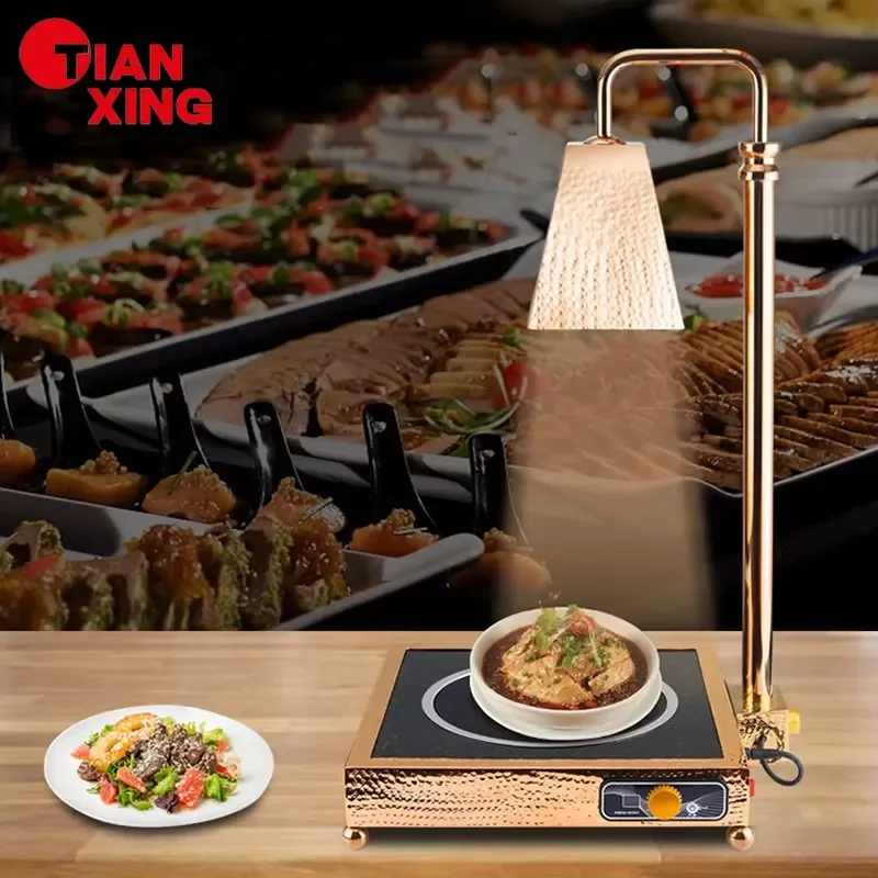Commercial Stainless Steel Electric Food Warmer Lamp Desktop Heating Light for Restaurant Hotel Buffet Self Service Display