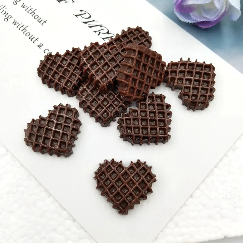 10 قطعة/الوحدة الغذاء كابوشون راتينج لطيف على شكل قلب البسكويت ظهر مسطح لسكرابوكينغ الحرفية الزينة المحمول الديكور