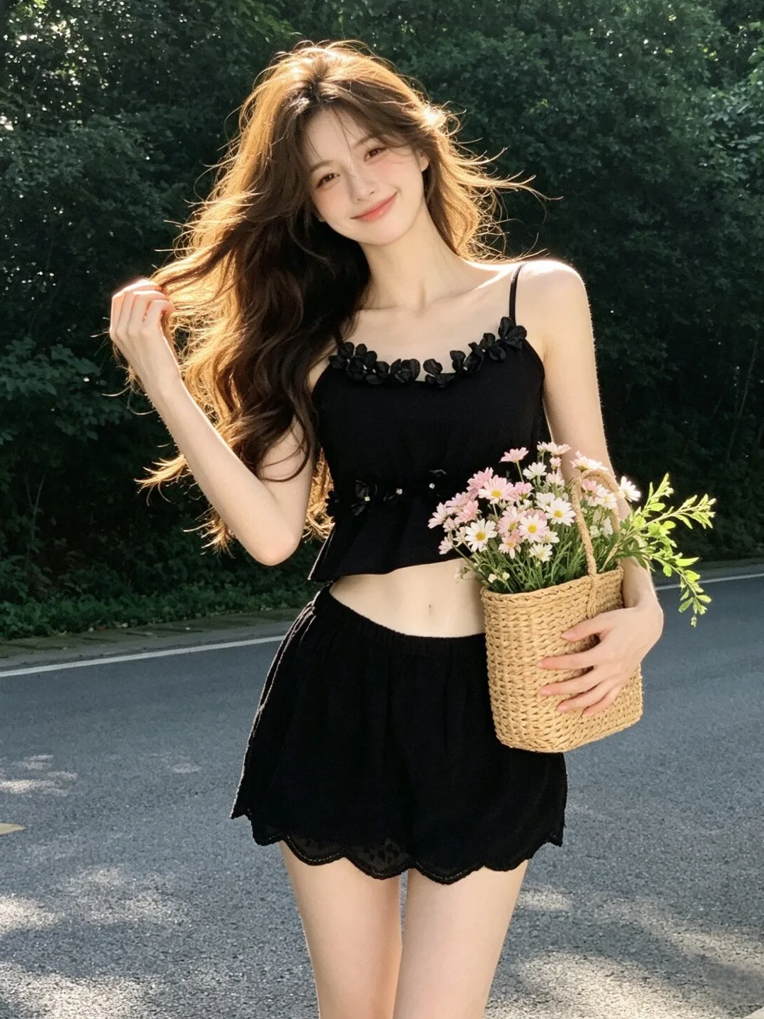 

Unique Small Size Cute Strap Top Half Skirt Two Piece Set Elegant Summer 2026 Comfortable Short Sleeveless round Neck Cotton ...