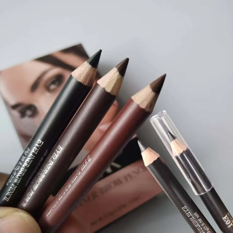 3 Colors Wooden Eyebrow Eyeliner Pencil Waterproof Smudge Proof Matte Brown Hard Tip Brow Pencil for Brows Enhancers Eyes Makeup view 6