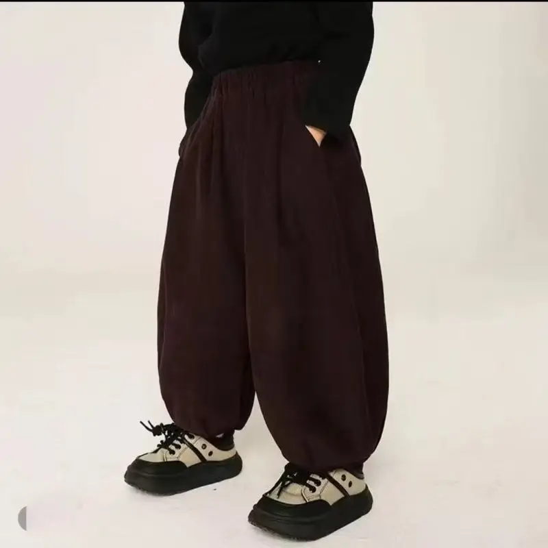 2-12 Jahre Kinder Warme Hosen Herbst Winter Oberbekleidung Haremshose Jungen Vielseitige Lockere Freizeithose Mädchen Modische Laternenhose – Detail 4