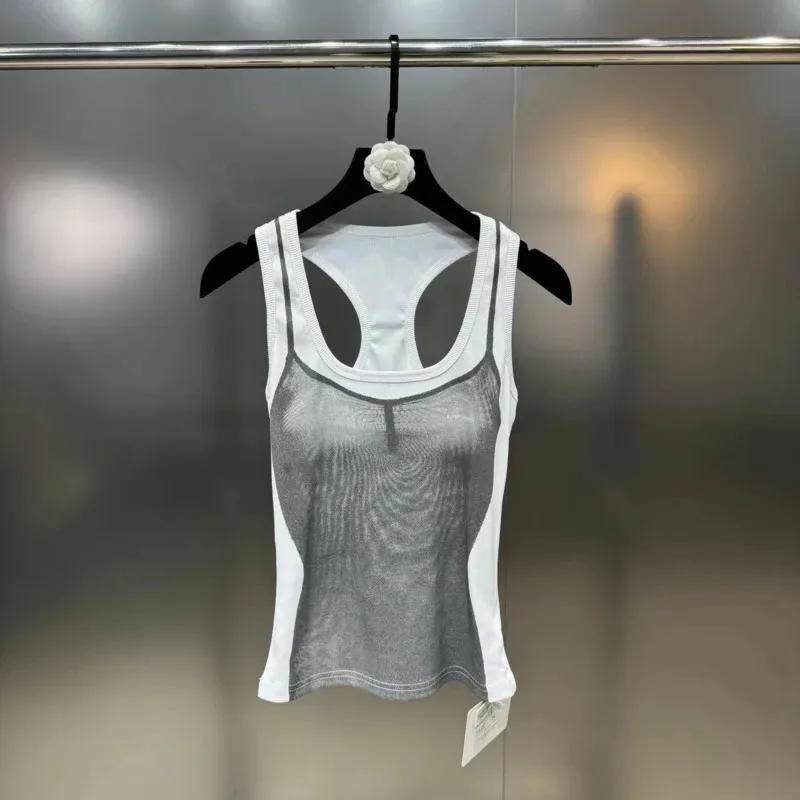 

BORVEMAYS 2024 Summer New T-shirt Women Sleeveless Personality 3D Printing Pattern Stretch Slim Fashion Tank Tops WZ8830