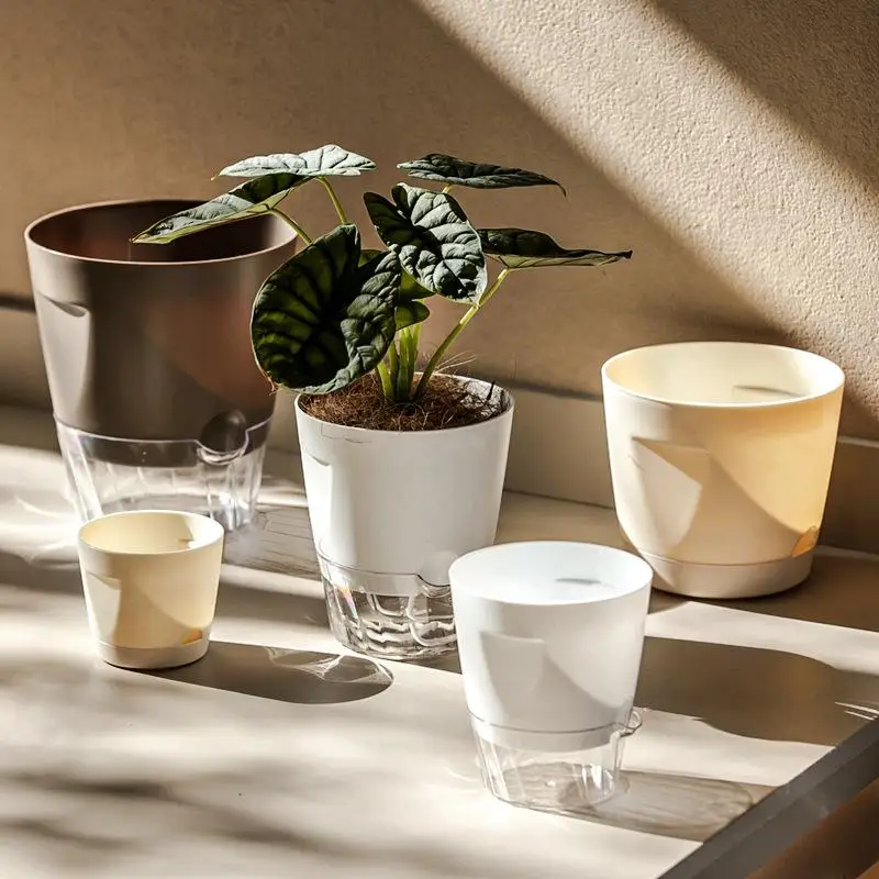 New Self Watering Plant Pots Indoor Modern Plastic Planters For Orchid  Herb Flower Home Office Decor