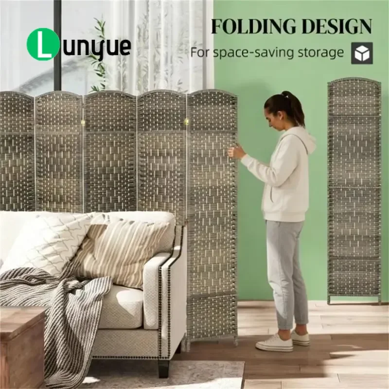 Foldable 6 Panel Room Divider Screen Privacy Partition Baffle for Home Office Living Room Space Separation Portable Decor