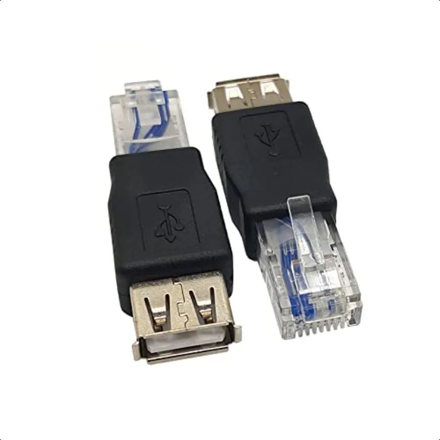 2 Paket USB RJ45 USB2.0 A Female ke RJ45 Ethernet Male AF8P8C Konektor USB Transfer Jaringan Adaptor Steker