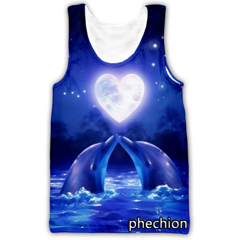 

phechion New Fashion Men/Women Animal Dolphin 3D Printed Sleeveless Vest Streetwear Men Loose Sporting Tank Top A172