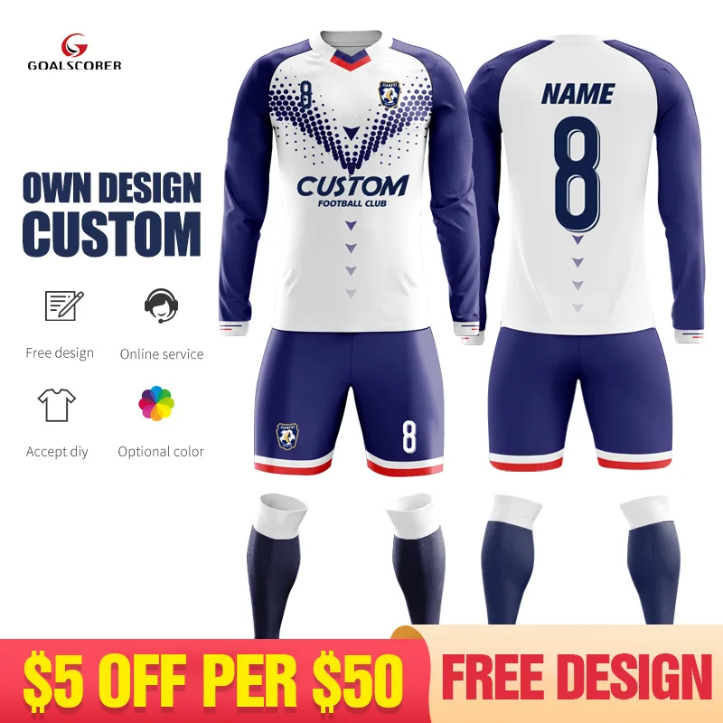 

Custom Full Sublimation Digital Printed Mens Plus Big Size Long Sleeve Soccer Uniform Football Goalkeeper Jersey With Logo M901