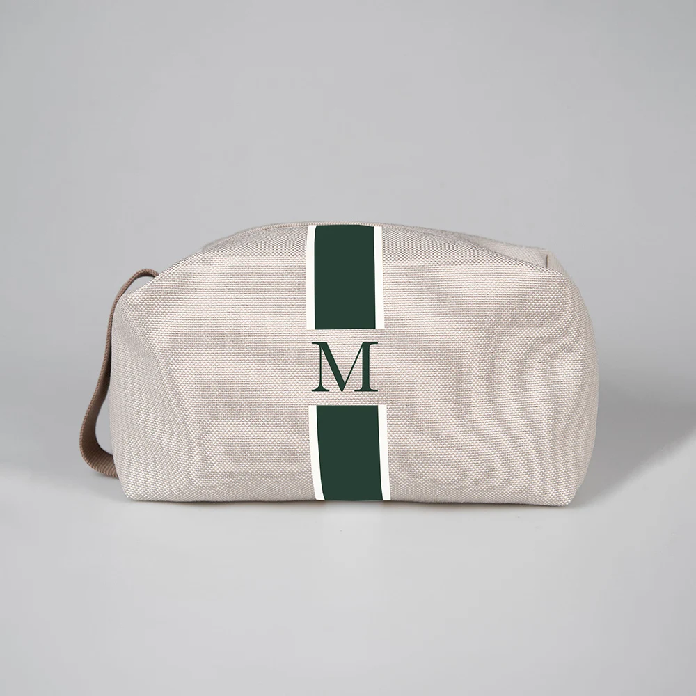 Customizable Canvas Striped Makeup Bag, Suitable for Both Men and Women, with Environmentally Friendly Makeup Bag with Zipper