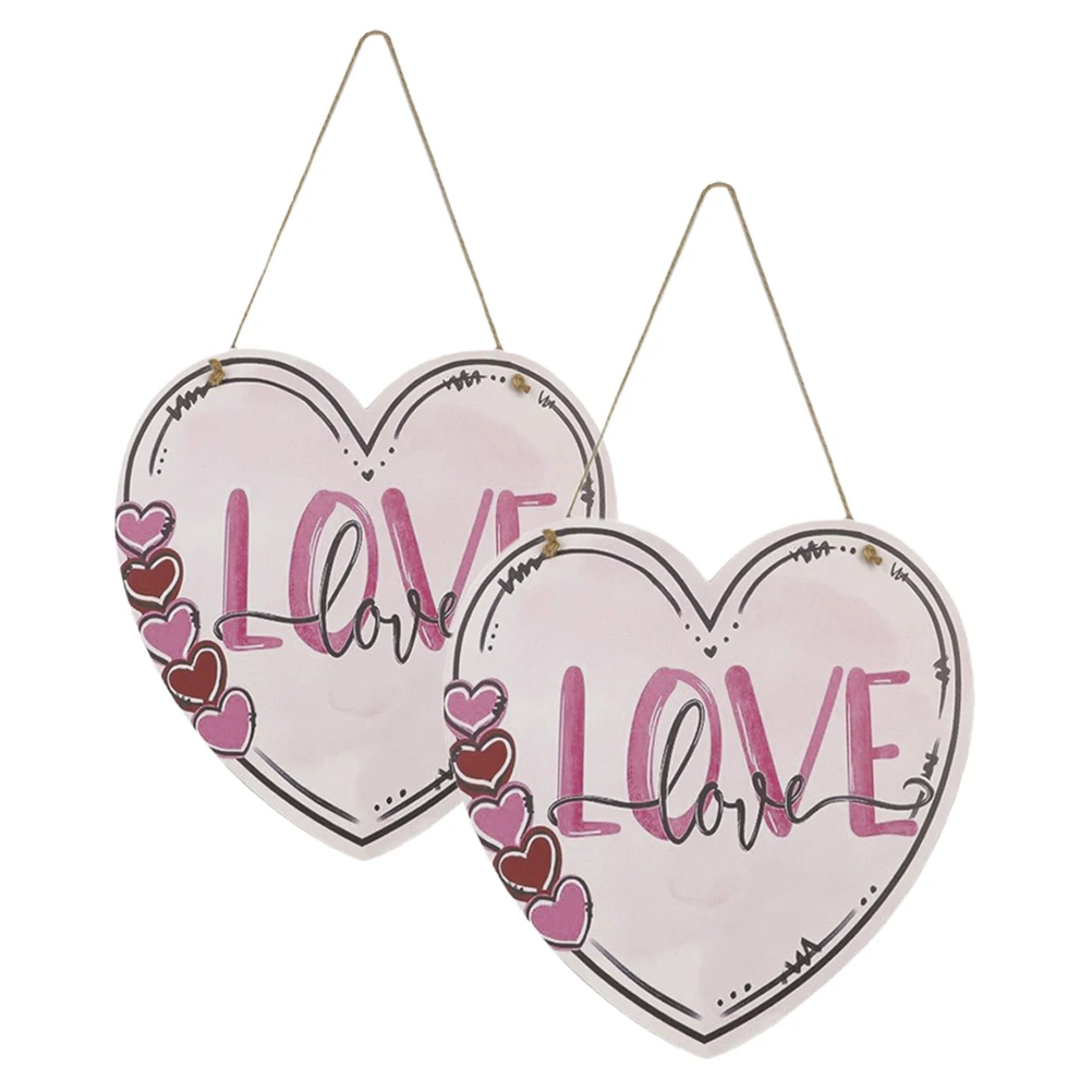 

2pcs Heart Wooden Signs Smooth Durable Valentine's Day Decor Home Wall Hanging Door Sign Outdoor Porch House Decoration