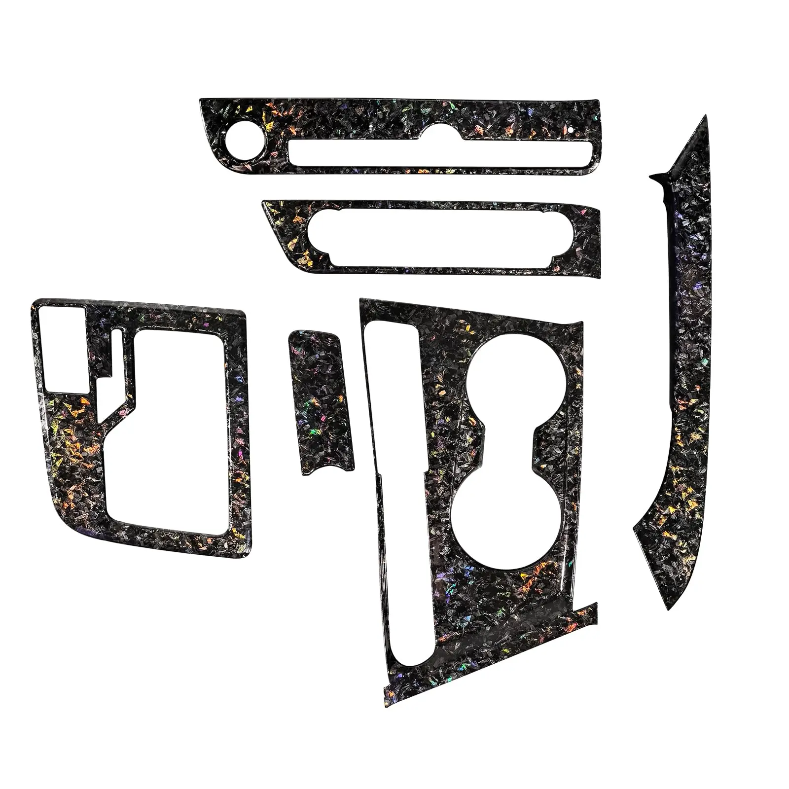 

Carbon Fiber Style Interior Trim Kit For Center Console Cup Holder Gear Shift And A/C Switch Panel 2021–2026 Models