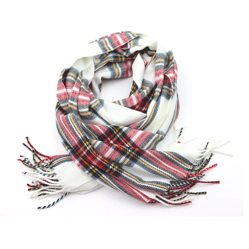 Red Tartan Tassel Scarf Stylish Vintage Decoration Neck Scarf Autumn Winter Coldproof Warm Unisex Wrap Scarf Hijab Stoles