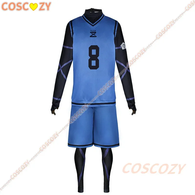 Anime Blue Lock Bachira Meguru Cosplay Kostuum Voetbal Jersey Sportkleding Blauw Uniform Bodysuit Halloween Kerstfeest Outfit