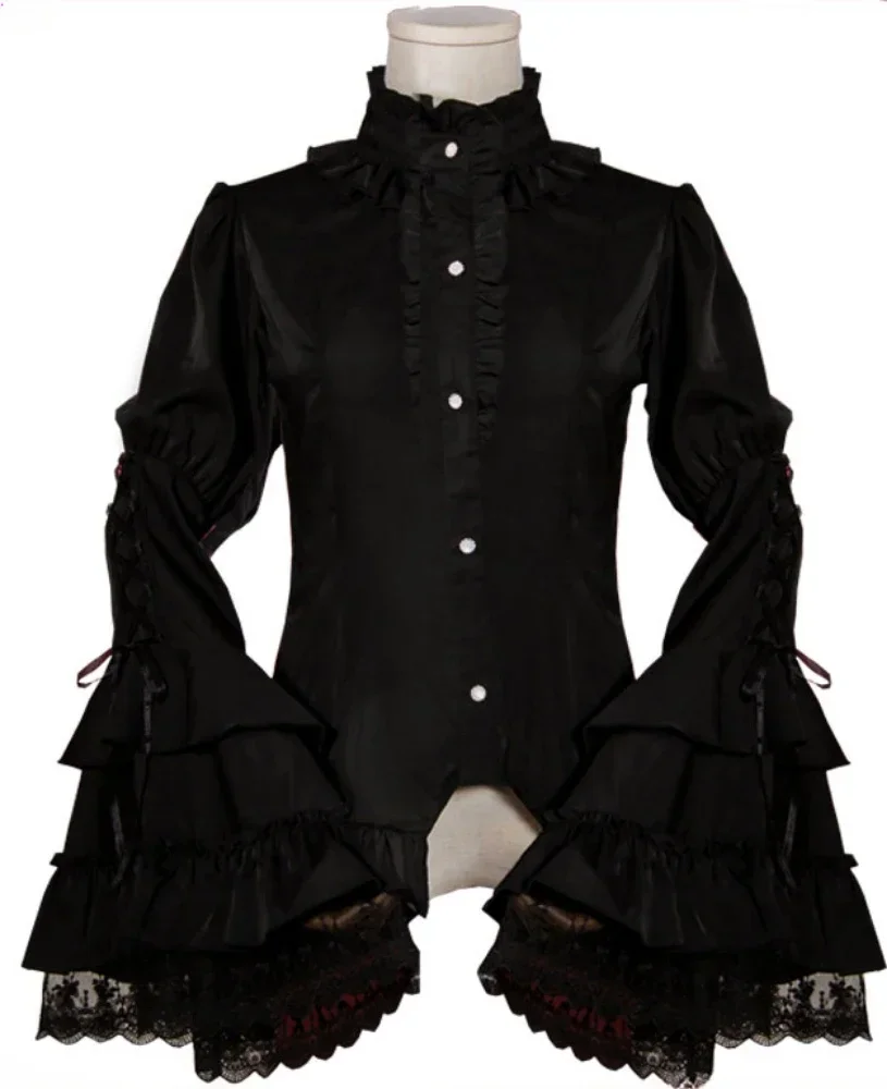 

Dark Fragrant Bat Dynamic Lolita Dark Gothic Underlay Shirt Gothic Long Flare Sleeve Lolita Blouse Halloween Shirt by Ocelot