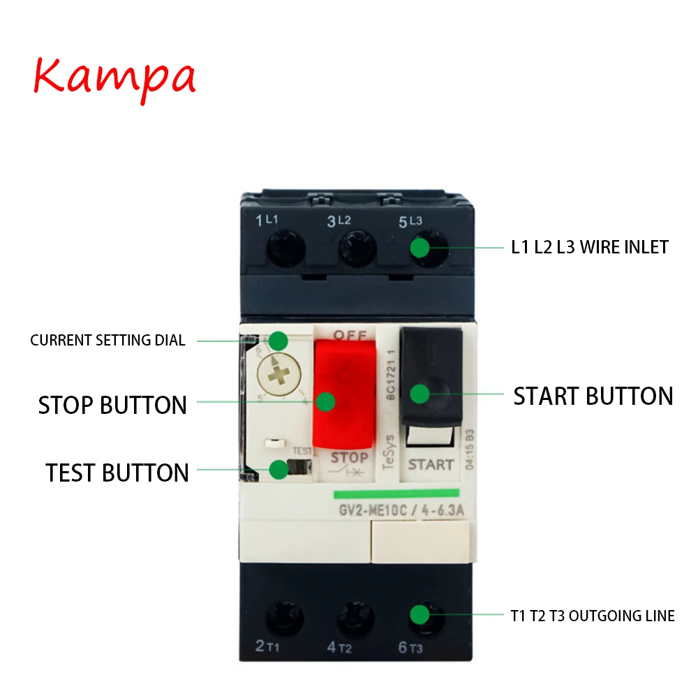 Motor Protection Circuit Breaker GV2ME Motor Protector 3 POLE  Thermal Magnetic Type Button Factory