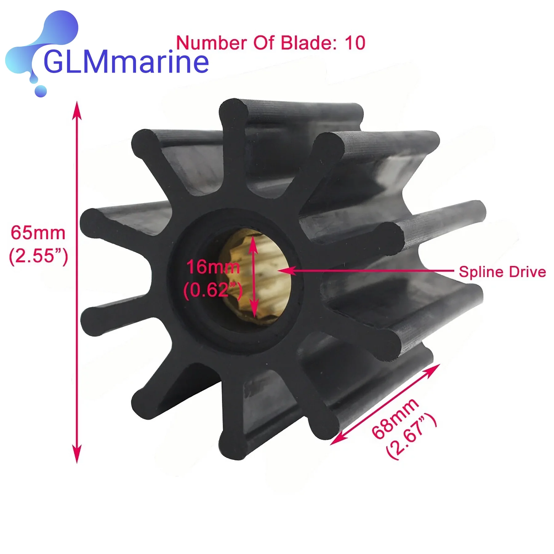 Water Pump Impeller Kit Compatible With Yanmar Pumps 119593-42500 Replaces Jabsco 31130-0061 31130-0061-P Kashiyama SP-130
