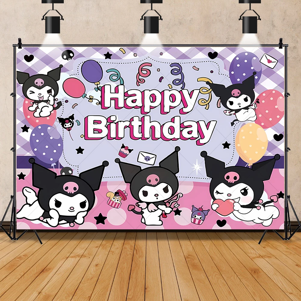 Kuromi Cinnamon Dog Sanrio Baby Girls Kids Gifts Birthday Party Miniso Banner Backdrop Custom Room Photo Poster Decor Background