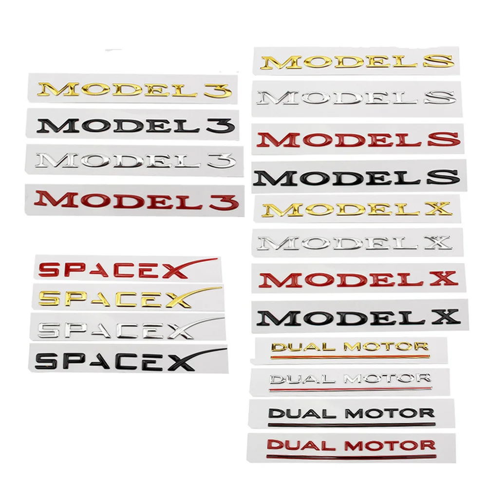 Étiquette de lettre de queue de logo pour les placements, autocollant de lettre de coffre à double moteur, accessoires de voiture, modèle Y 3 S X SPACEX