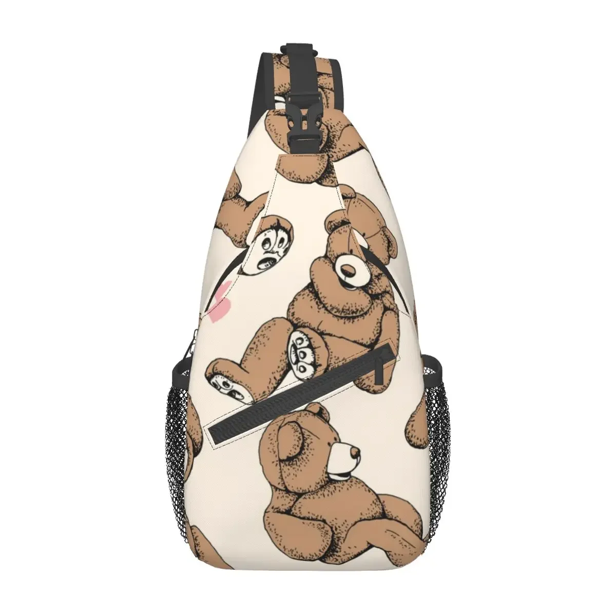 Colorful Bear Print Shoulder Bags Abstract Animal Cute Chest Bag Men Phone Bicycle Sling Bag Fishing Print Small Bags