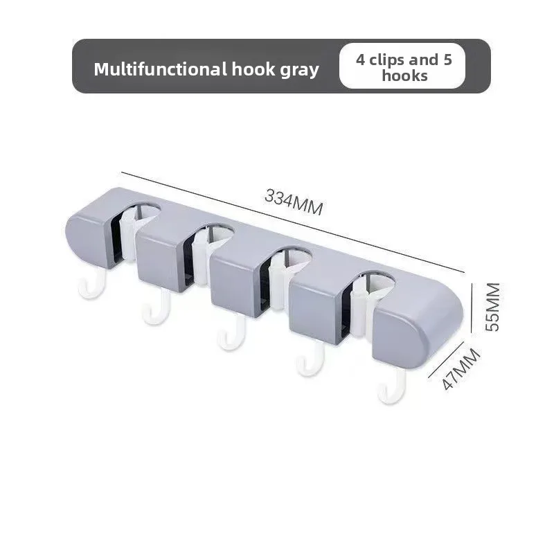 Multi Purpose No Drill Adhesive Mop Broom Hook, Wall Mount Cleaning Tool Rack, Damage Free Bathroom Kitchen Storage Organizer image 6