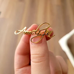 Personalized Custom Women Name Brooch Stainless Steel Nameplant Text Lapel Pins Badges Fashion Jewelry Best Gifts For Her