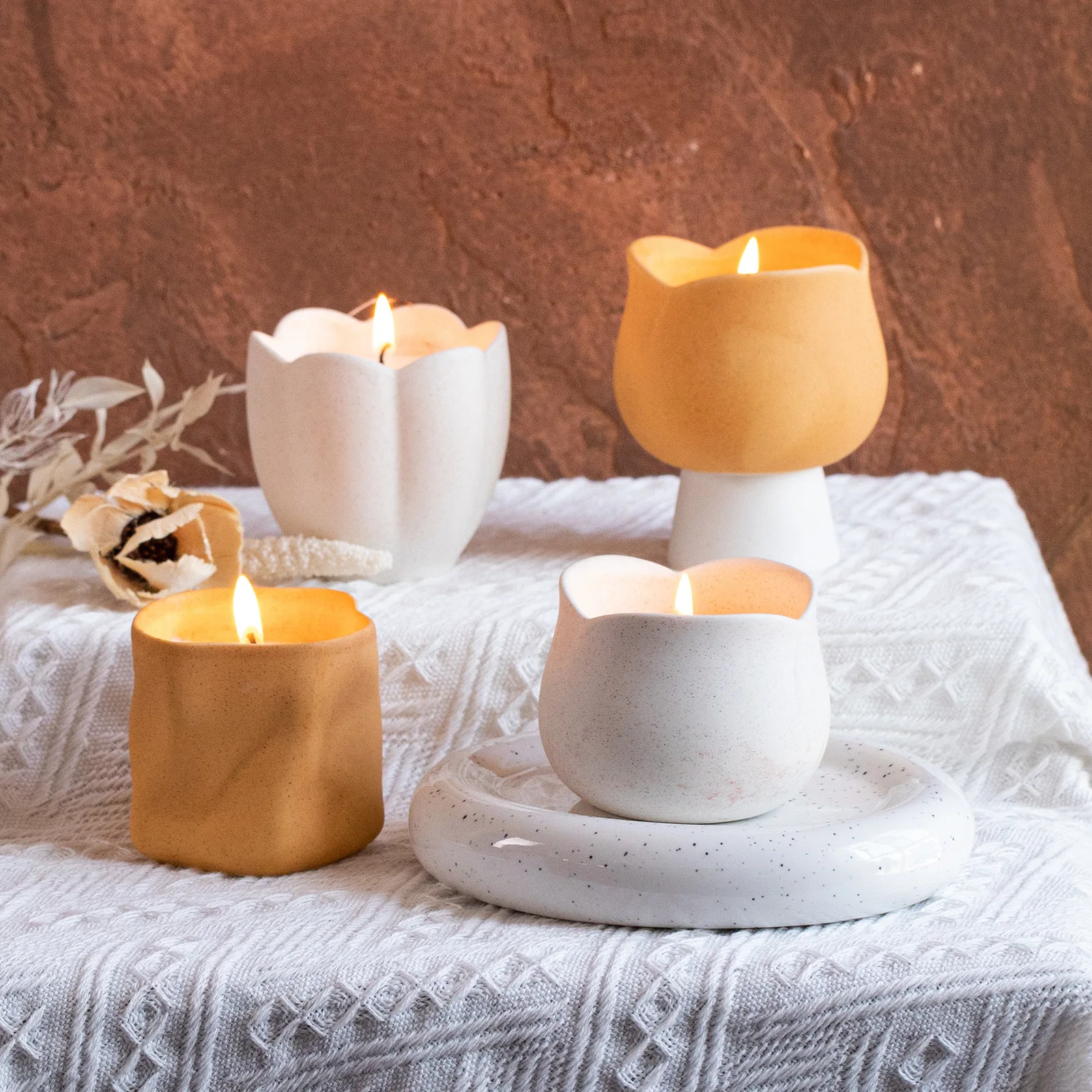 

Ceramics Candle Cup Mold Tulip Flower mold Concrete candle jar Flower pot Molds European style Home decora Design