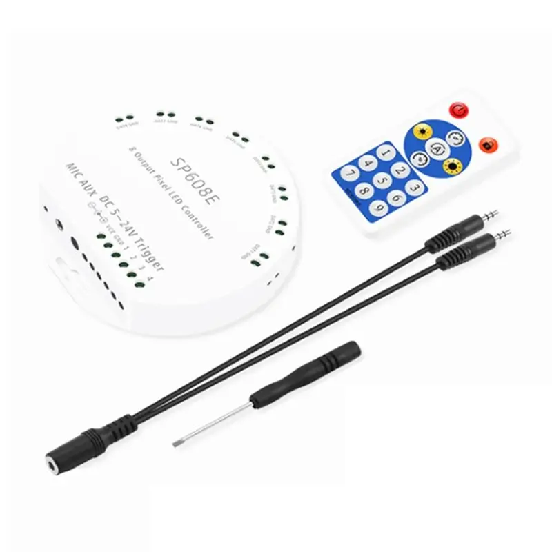 B23B SP608E Smart Bluetooth Music Dimmer Controller For WS2812B For WS2811 Addressable RGB LED Strip Lights- DC 5V 12V 24V