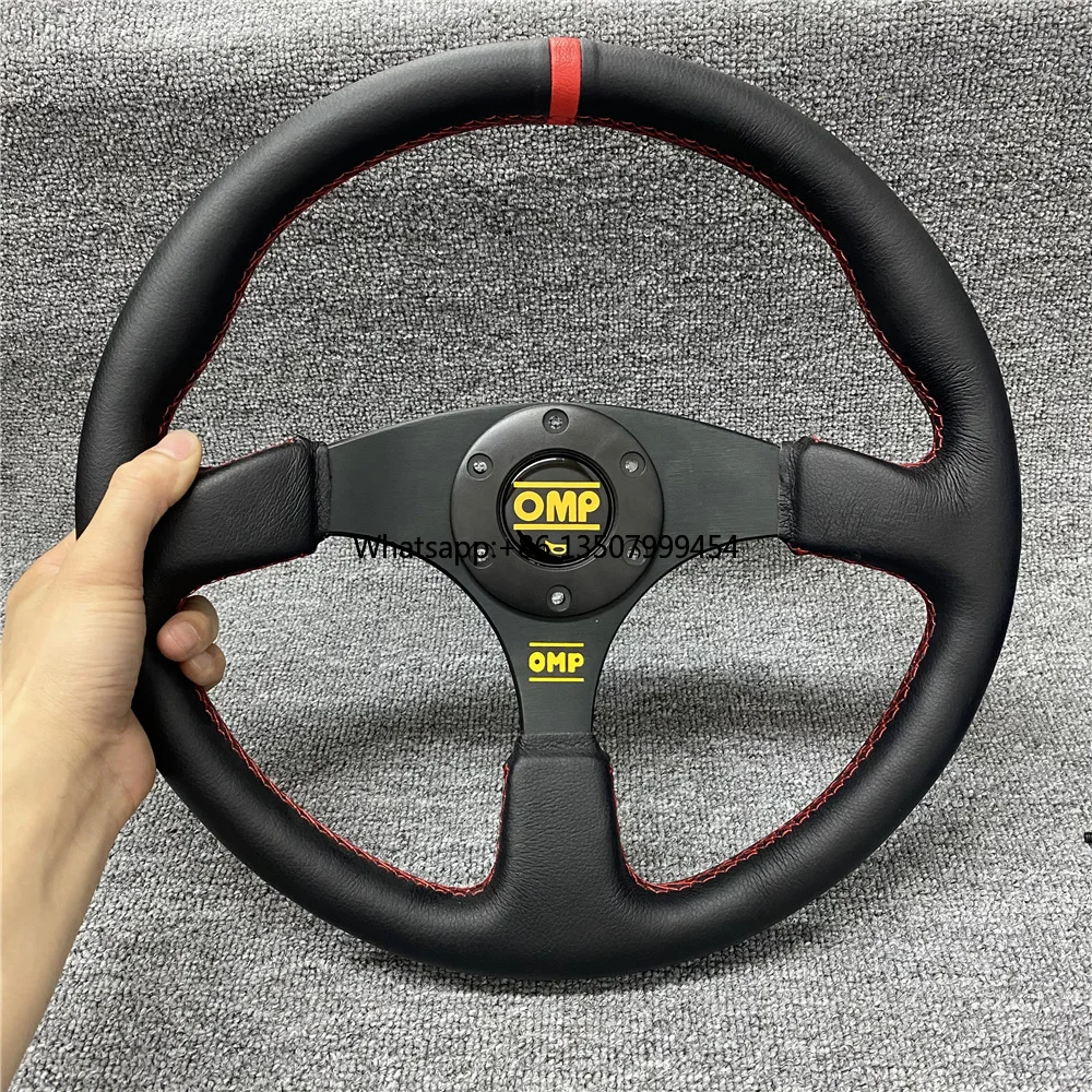 BATTLE BEE 14inch 350mm Black Stitch Microfiber Leather Classic 3 Spoke Volante JDM Sport Steering Wheel for Universal Car