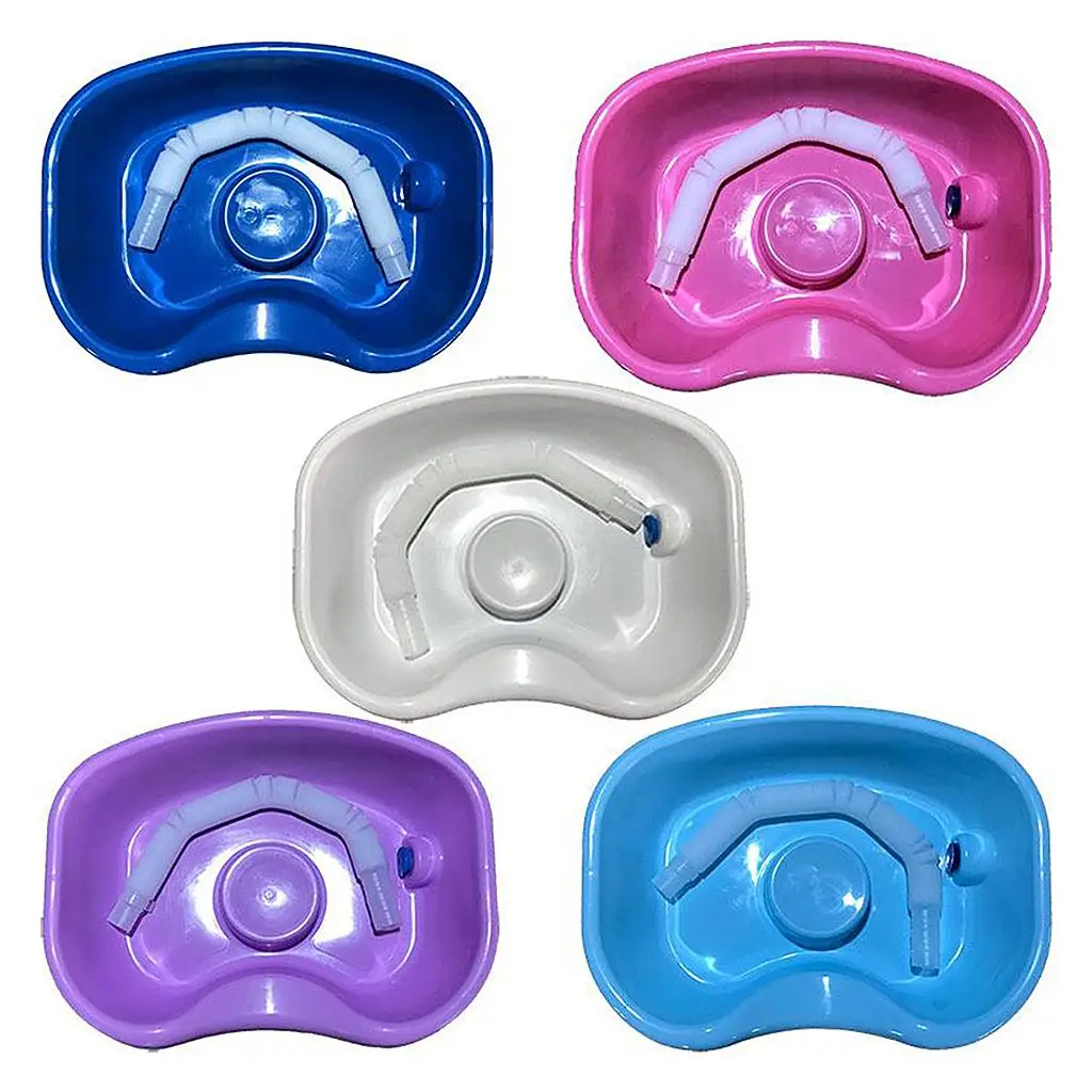 Shampoo Basin Plastic Hair Wash Tray Sink for Home Salon Portable Bowl with Built in Pillow Drain Hose Neck Support