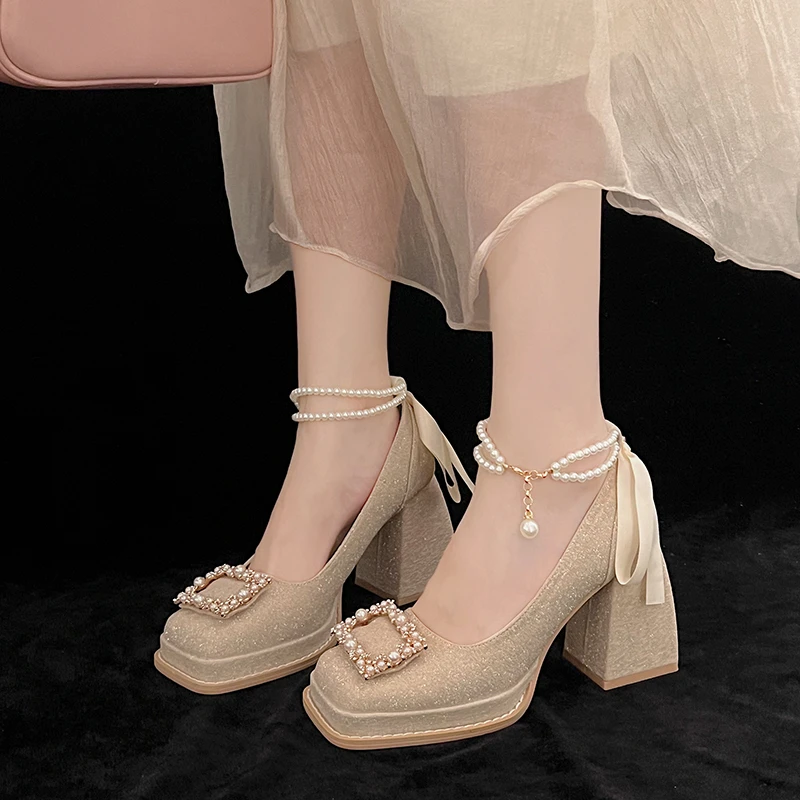 

Mary Jane Women's Sandals 2026 New Fashion Women's Thick Bottom Sandals Outdoor Shallow Mouth Large High Heels Women 42 Shoes