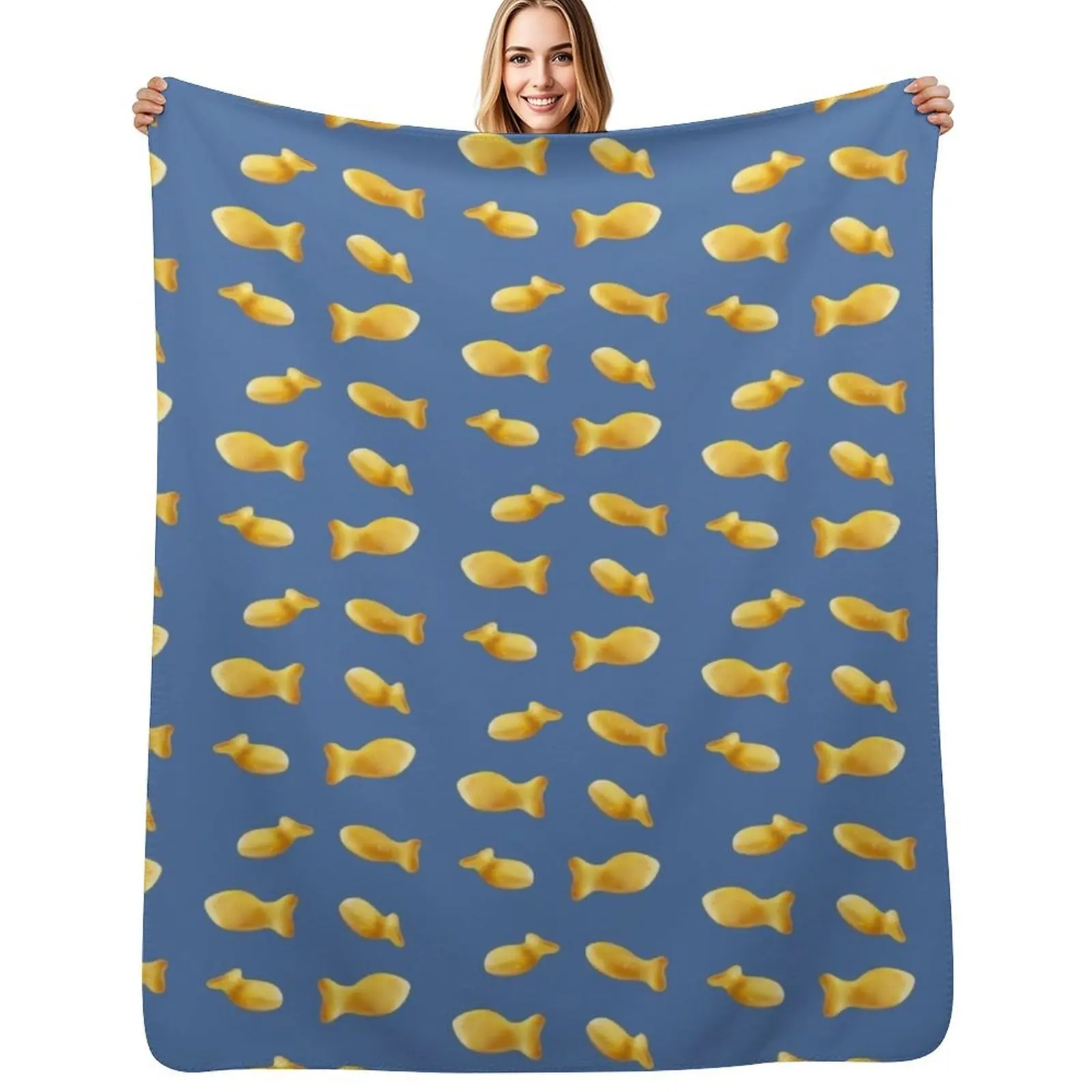 

Goldfish Cracker Biscuits Pack Throw Blanket heavy to sleep Cute Plaid Blankets For Baby Single Blankets