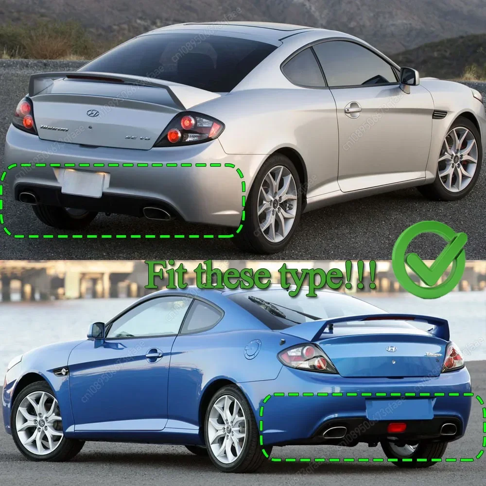 4 Fins Car Rear Bumper Glossy Black Diffuser Rear Side Splitters Spoiler Lip For Hyundai Coupe / Tiburon 2007 2008 2009 ABS