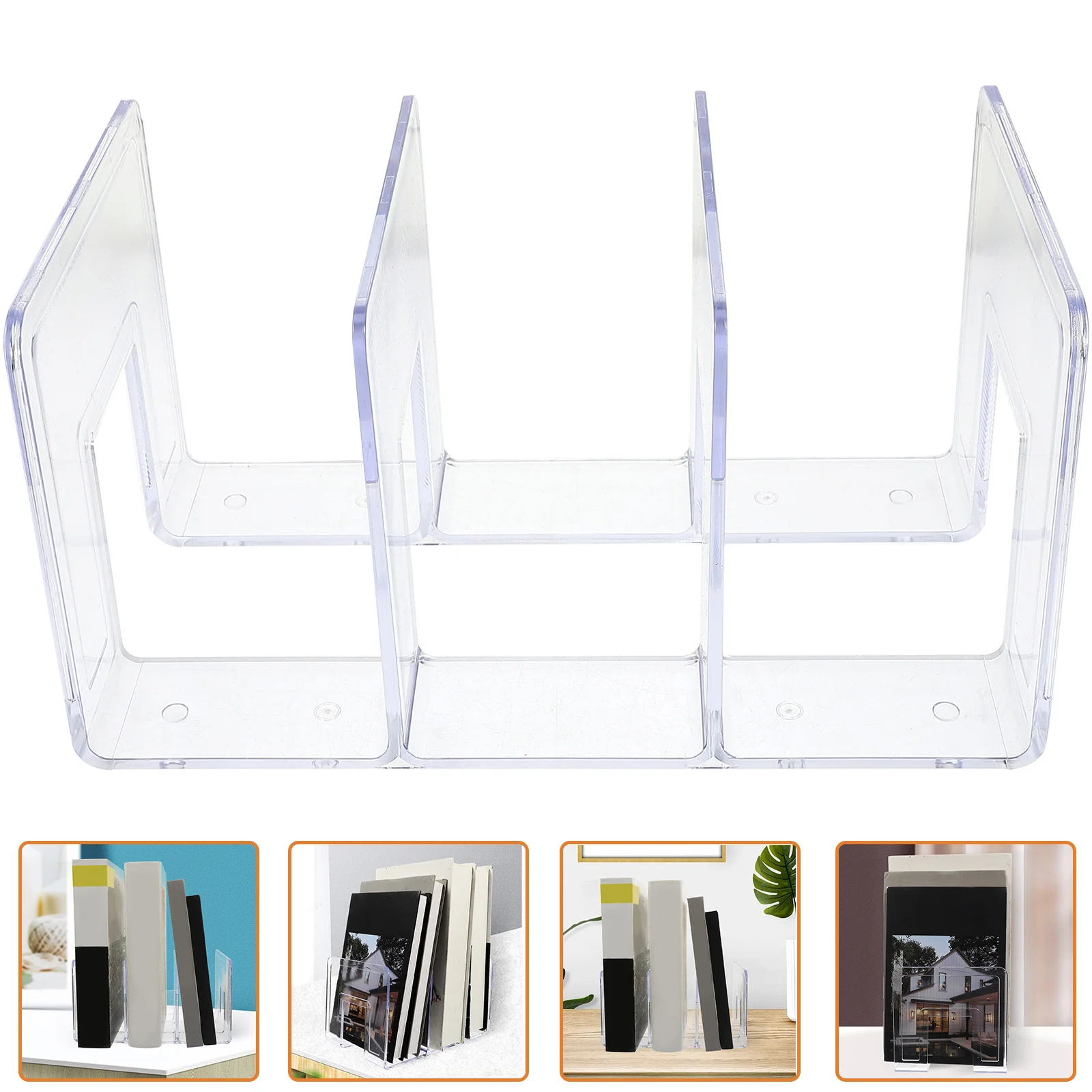 

Transparent Acrylic Desktop Bookend Creative L Shape Book Holder Bookshelf Organizer Office Book Storage Stand