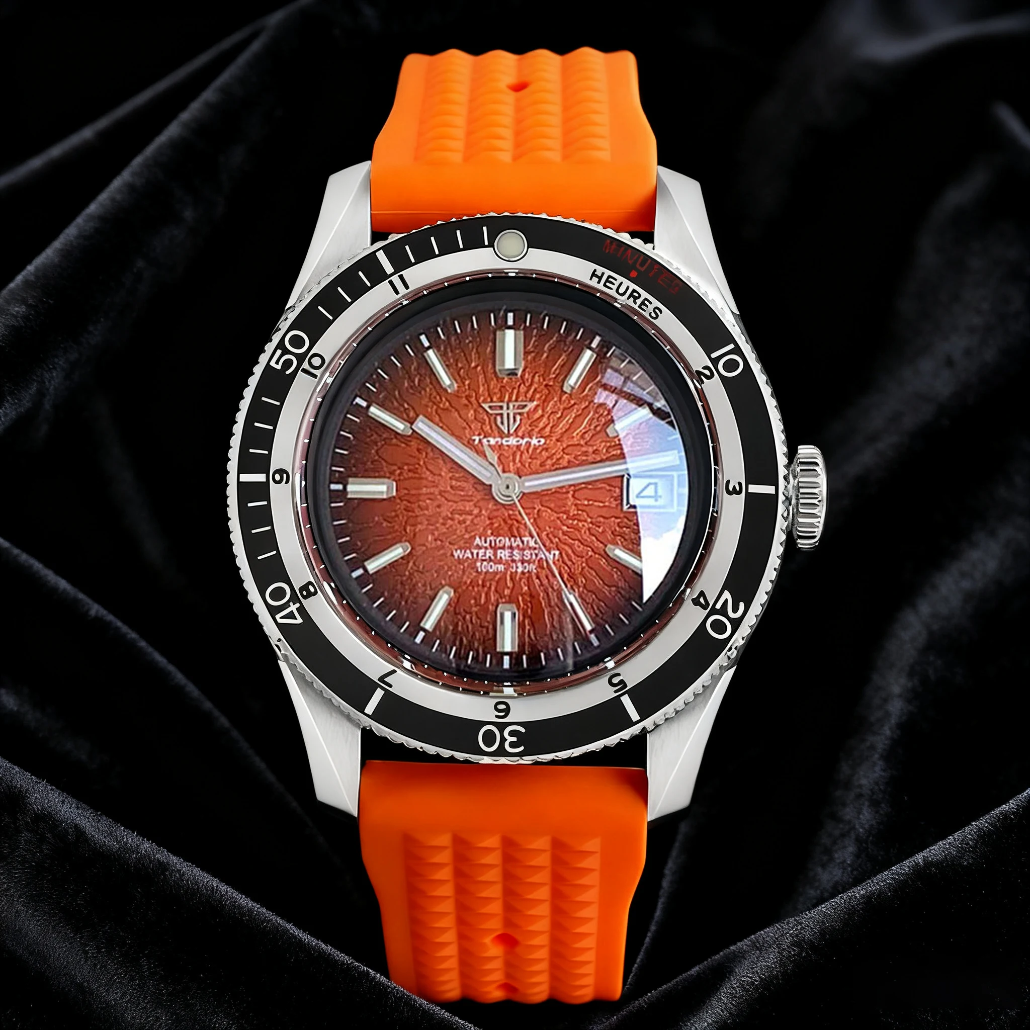 Montres mécaniques de plongée NH35A, motif tasse à thé, dôme de Date, verre saphir, Tandorio 20ATM, horloge classique, marques lumineuses, nouvelle collection