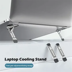 Mini Zinc Alloy Laptop Stand Adjustable Height Foldable Invisible Laptop Riser Legs For Macbook Notebook Anti Slip Holder