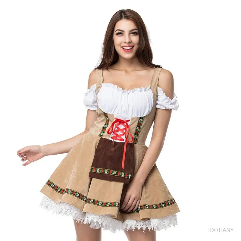 

Sexy German Oktoberfest Beer Girl Cosplay Costume Halloween Bavaria Traditional Party Beer Waitress Maid Dress Plus Size