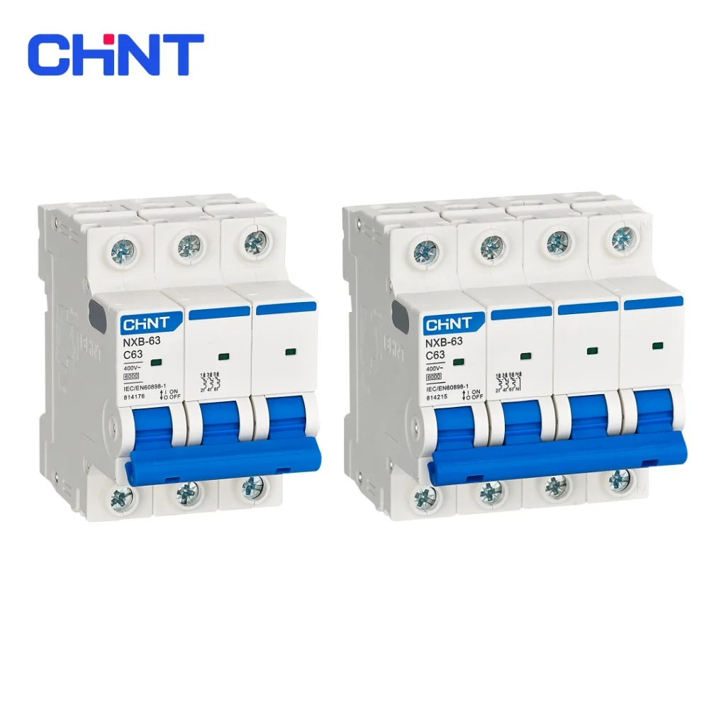 CHINT NXB-63 MCB Mini Circuit Breaker 1P 2P 3P 4P AC230V 400V DIN Rail C Curve 6A-63A Overload Short Circuit Protection IEC