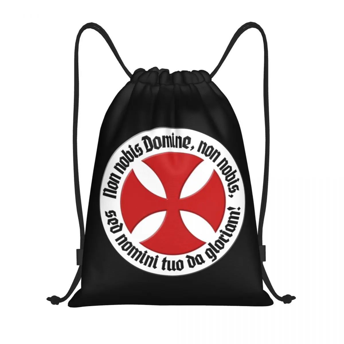 Medieval Knights Templar Cross Drawstring Backpack Sports Gym Bag for Women Men Christian Crusader Warrior Training Sackpack