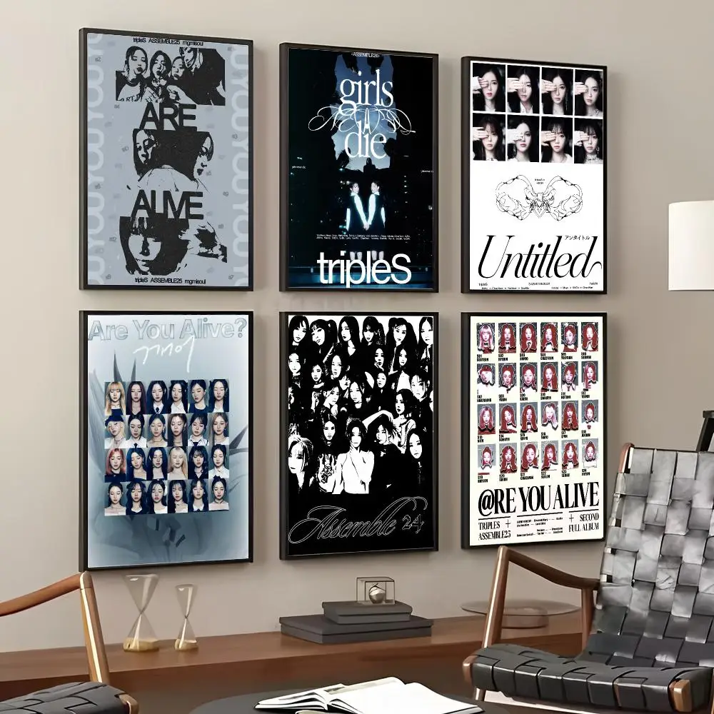 Kpop Group T-tripleS  Painting Calligraphy Cotton Canvas Wall Art Poster Quality Decor Painting for Home Decor