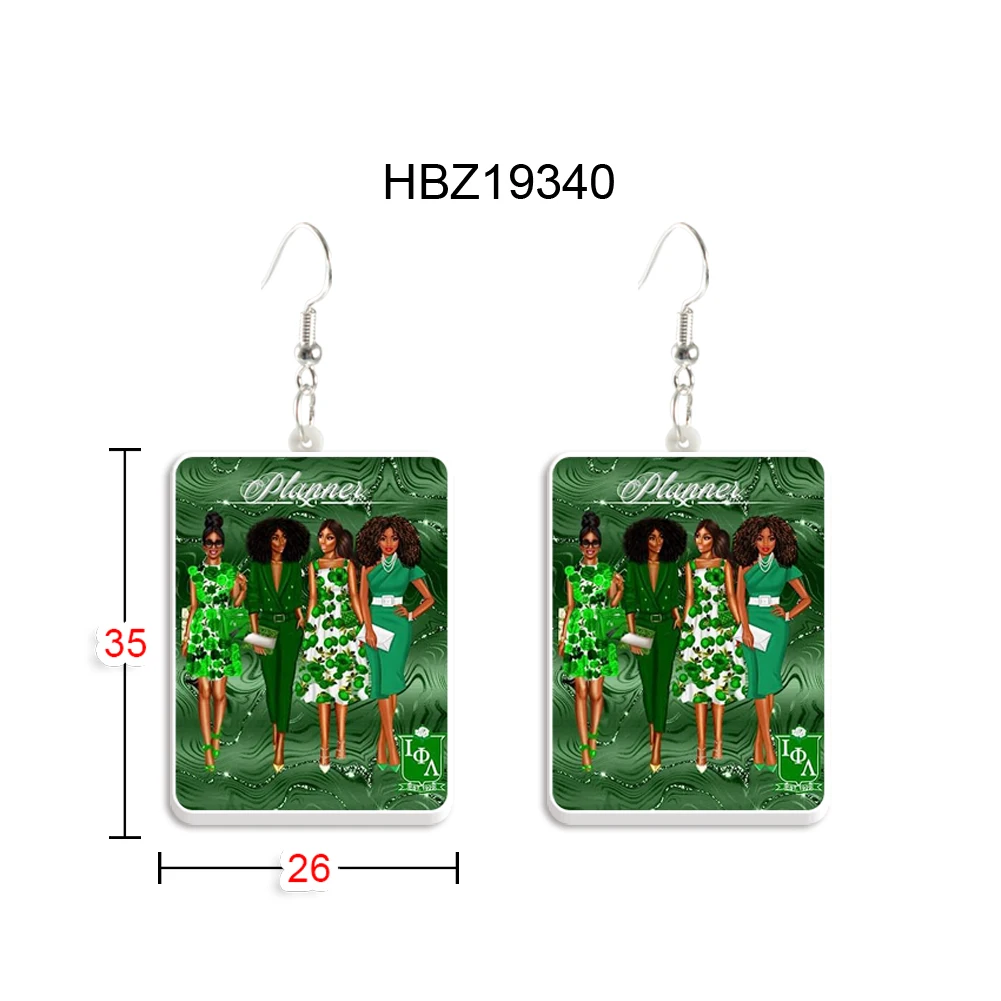 Pendientes de gota de acrílico para mujer, Sorority Iota Phi Lambda, joyería multicolor, regalo de fiesta para niñas