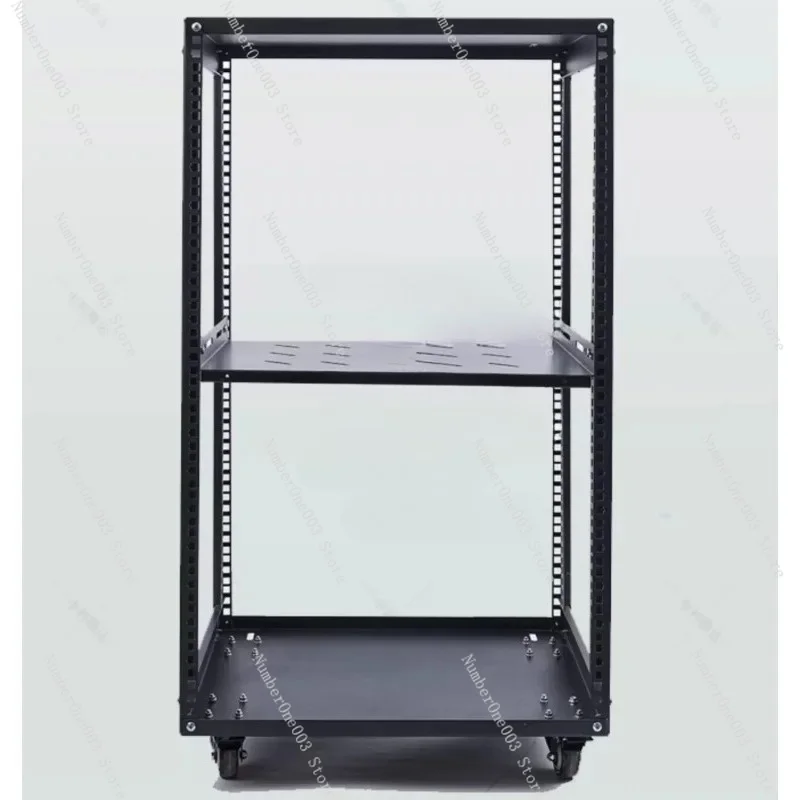 18U/12U Open Network Cabinet - 2mm Adjustable Shelf Mobile Server Rack With 4 Wheels