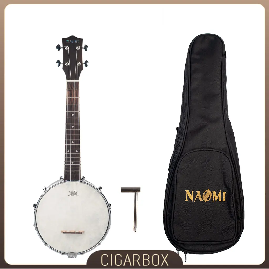 

High Quality NAOMI 23" Banjolele Banjouke Concert-Scale Banjo Ukulele With Gig Bag NUKB-00 Solidwood Neck W/ Adjust Wrench SET