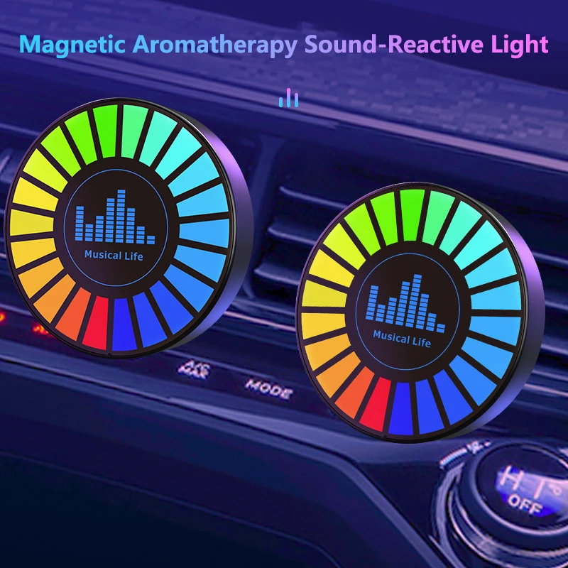 2Pcs Smart Round Car Aromatherapy Lamp Bluetooth Home Light with Intelligent APP Music Rhythm Atmosphere Lighting