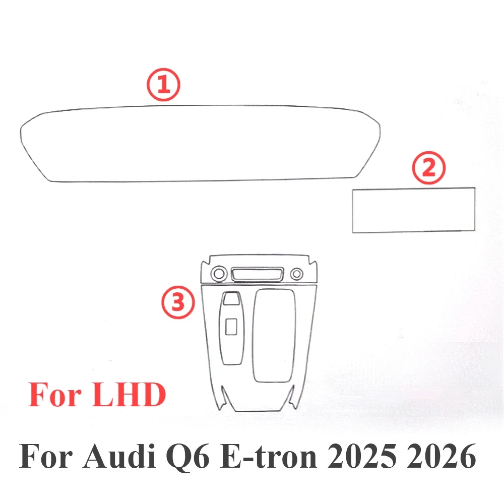 

Protective Film Accessories Interior Transparent TPU For Audi Q6 E-tron 2025 2026 Gear Panel GPS Navigation Center Console PPF