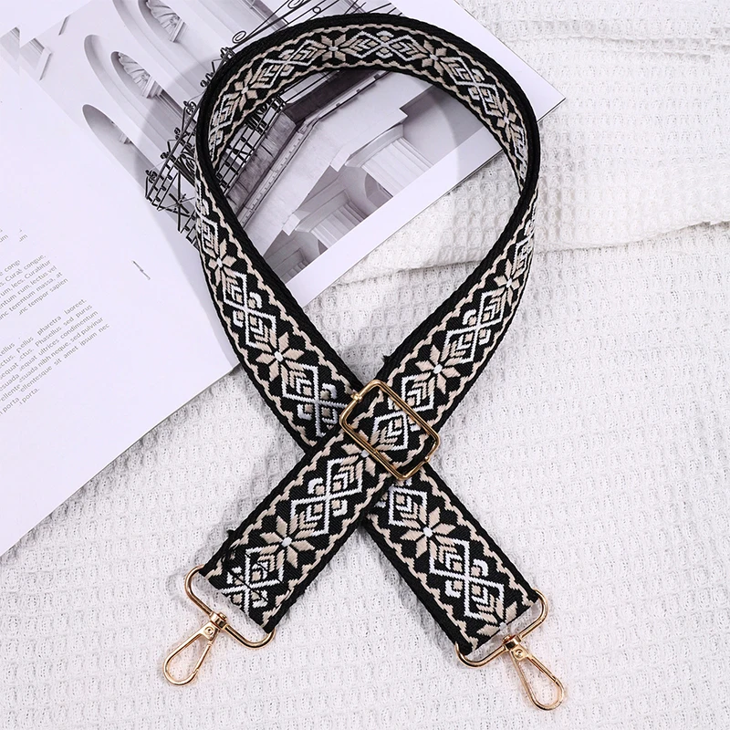 Retro Adjustable Wide Bag Strap Crossbody Shoulder Bag Strap Vintage Fashion Embroidery DIY Replacement Handles Bag Accessories